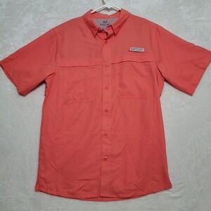 Realtree Fishing Shirt Men's Size S Small Salmon Polyester Short Sleeve Vented